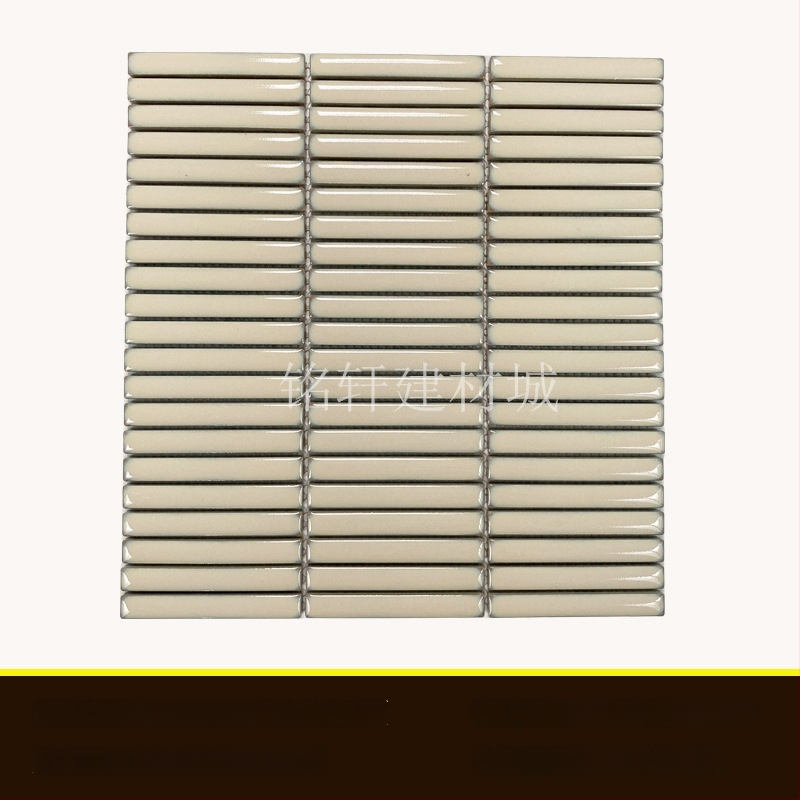 Iekštelpu sienas flīze – mazs joslas mozaīka, vienkāršs moderns stils, materiāls: polikrystaliska mikrodalīte, ūdens uzsūkšanās ≤0,5%, uzstādīšana pieejama