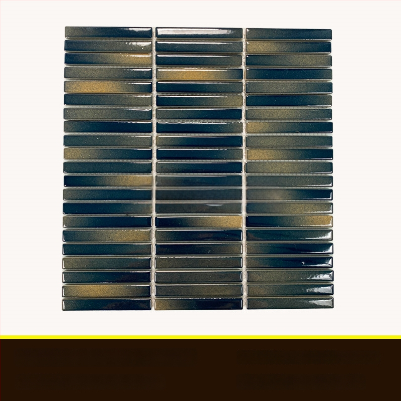 Iekštelpu sienas flīze – mazs joslas mozaīka, vienkāršs moderns stils, materiāls: polikrystaliska mikrodalīte, ūdens uzsūkšanās ≤0,5%, uzstādīšana pieejama