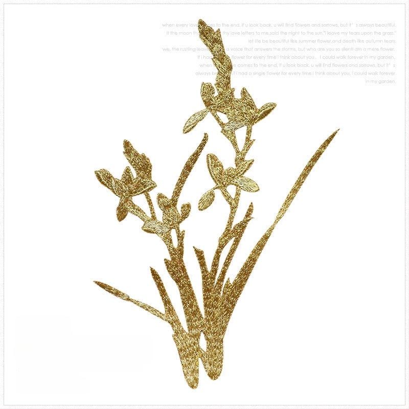 Εθνο-στυλ appliqué με ορχιδέα για ρούχα, rayon, Rainbow embroidery, με αυτοκόλλητο πίσω για σιδέρωμα