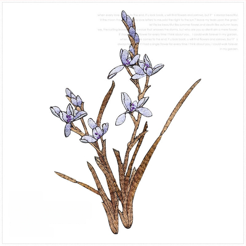 Εθνο-στυλ appliqué με ορχιδέα για ρούχα, rayon, Rainbow embroidery, με αυτοκόλλητο πίσω για σιδέρωμα