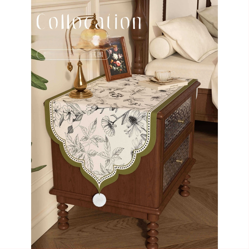 Naktinės spintelės ir lovos krašto uždangalas, senovinio pastoralinio stiliaus, dulkių nepraleidžiantis dekoratyvinis audinys, poliesterio pluoštas, tinkamas svetainei, miegamajam, darbo kambariui, vaikų kambariui