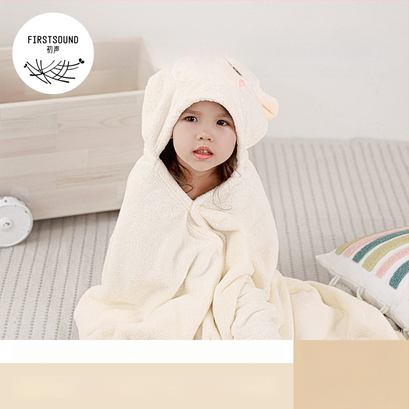 Παιδική πετσέτα μπάνιου με κουκούλα - κοραλλί φλίς, απορροφητική και γρήγορα στεγνώνει, 300–400 g, 40s νήματα, κέντημα και κομμένο βελούδο