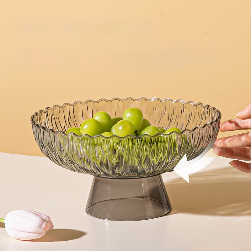 Yilijie пластмасова чиния за плодове – Нов китайски стил, пускане през 2024 г., първокласно качество, дървообразен узор, холна декорация и съхранение