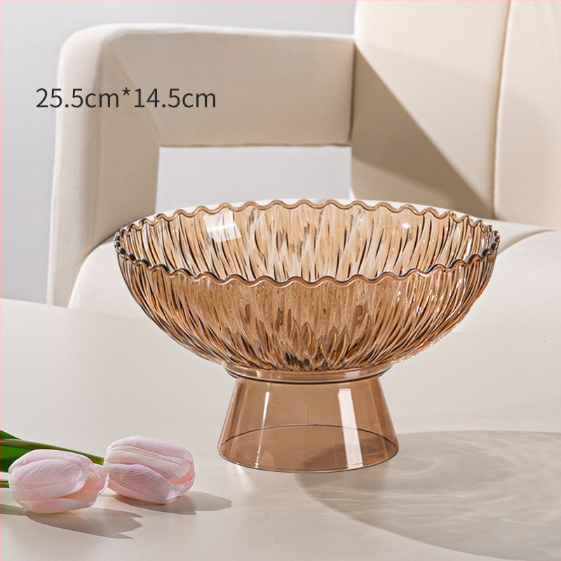 Yilijie пластмасова чиния за плодове – Нов китайски стил, пускане през 2024 г., първокласно качество, дървообразен узор, холна декорация и съхранение