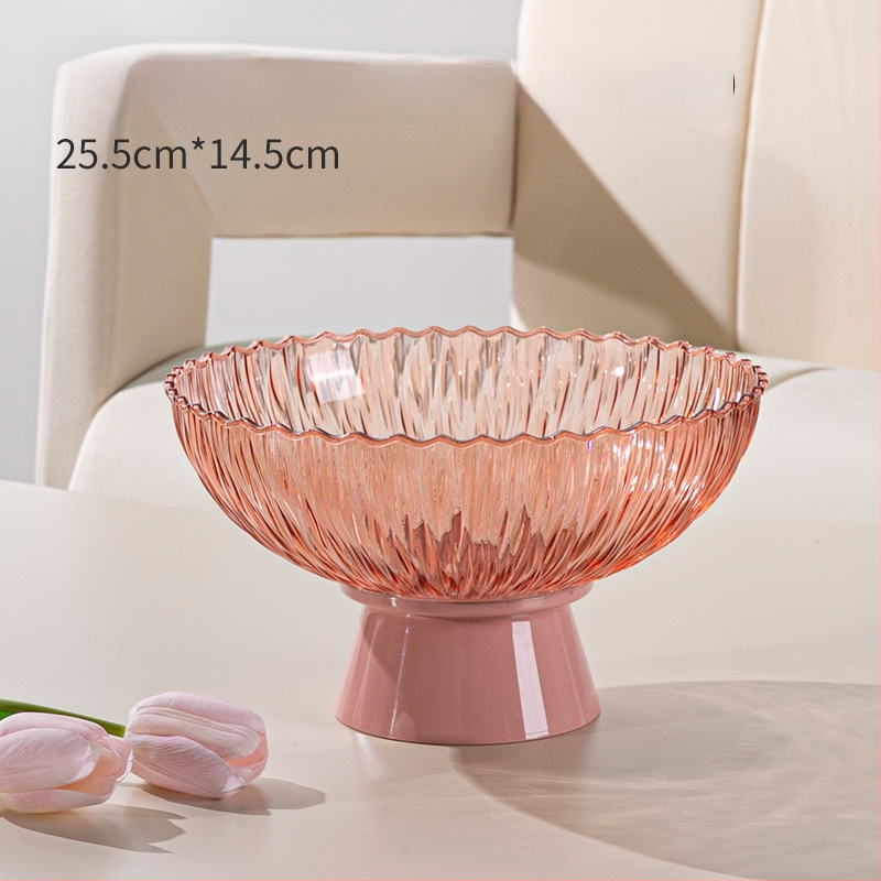 Yilijie пластмасова чиния за плодове – Нов китайски стил, пускане през 2024 г., първокласно качество, дървообразен узор, холна декорация и съхранение