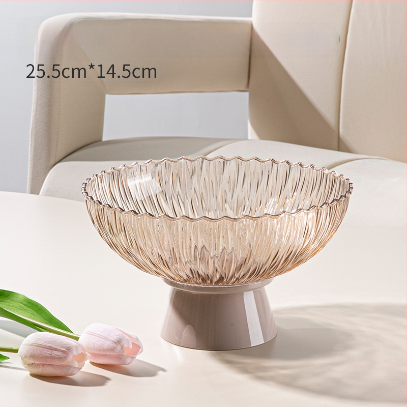 Yilijie пластмасова чиния за плодове – Нов китайски стил, пускане през 2024 г., първокласно качество, дървообразен узор, холна декорация и съхранение