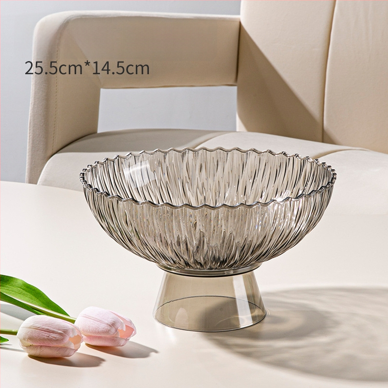 Yilijie пластмасова чиния за плодове – Нов китайски стил, пускане през 2024 г., първокласно качество, дървообразен узор, холна декорация и съхранение