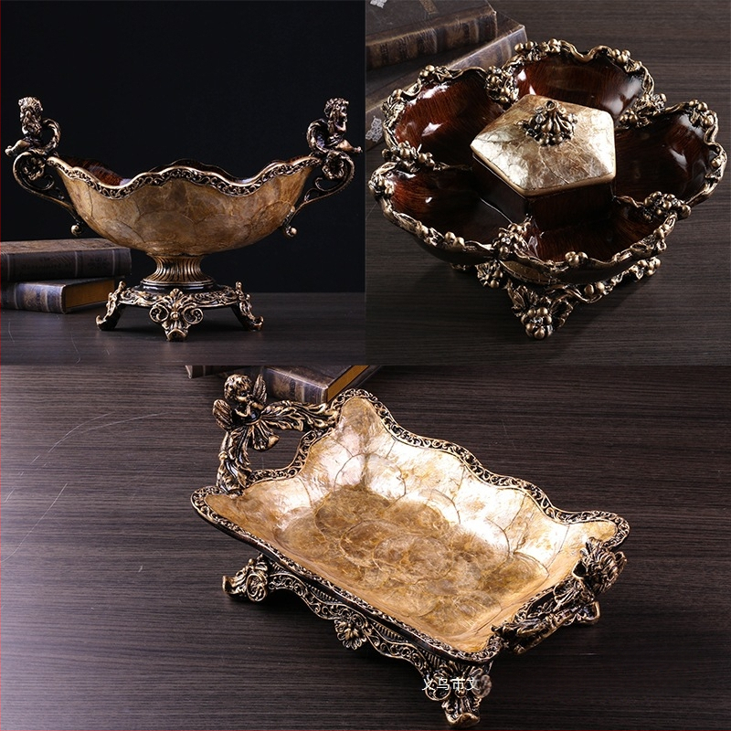 Чиния за плодове, европейски стил, луксозна ретро визия за дневната, метал, изчистен универсален дизайн, първокласно качество
