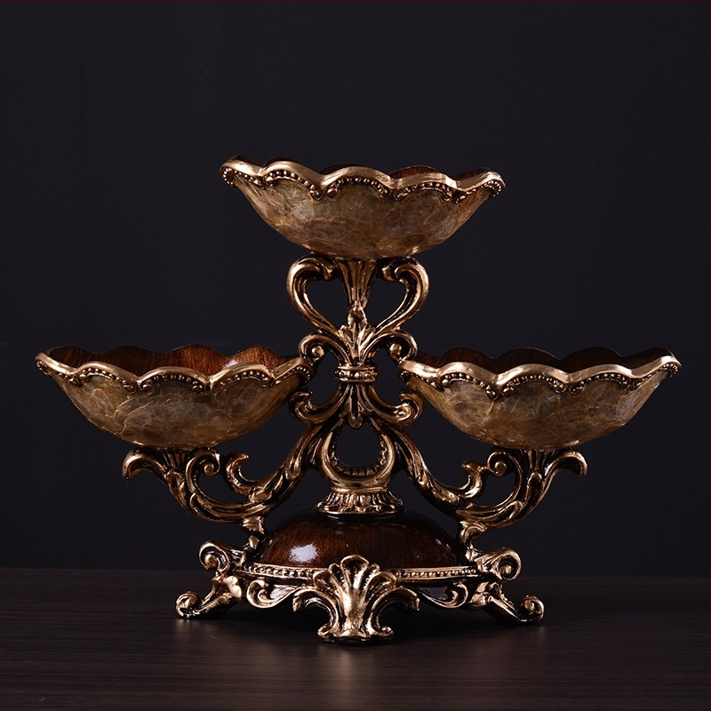 Чиния за плодове, европейски стил, луксозна ретро визия за дневната, метал, изчистен универсален дизайн, първокласно качество