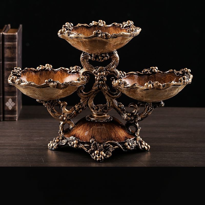Чиния за плодове, европейски стил, луксозна ретро визия за дневната, метал, изчистен универсален дизайн, първокласно качество