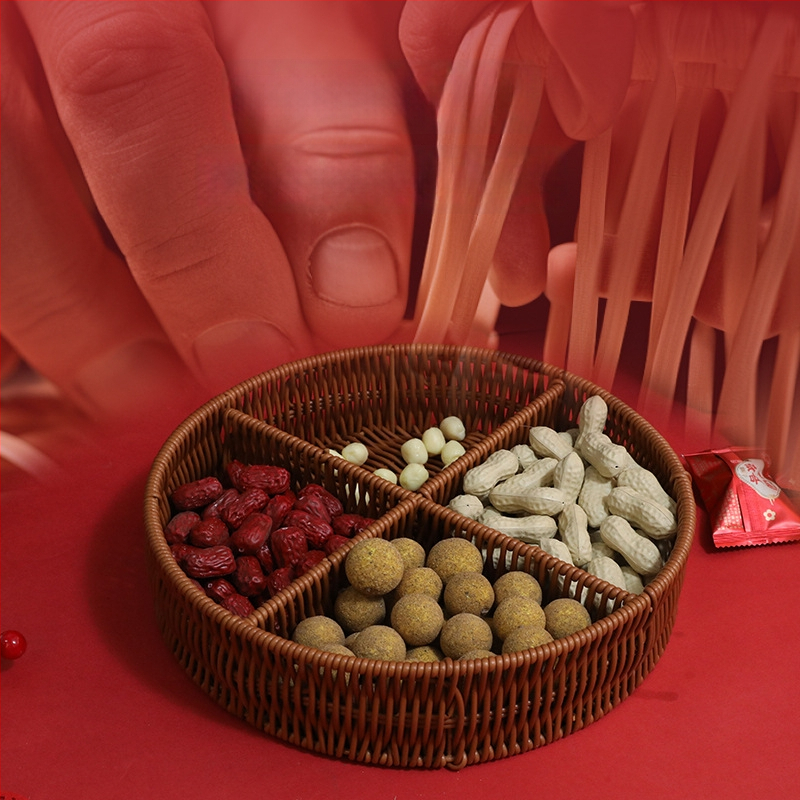 Hi rabbit ръчно преплетена кошничка за плодове с четири секции, декорация за нов дом