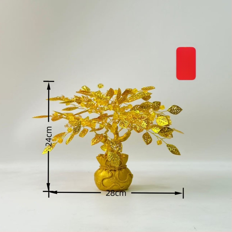 Дърво на късмета – декоративна фигура за хол, винен шкаф и ТВ шкаф; материал: смола и акрил с кристален завършек; стил: луксозно излъчване; подходящо за подарък за дома и тържества