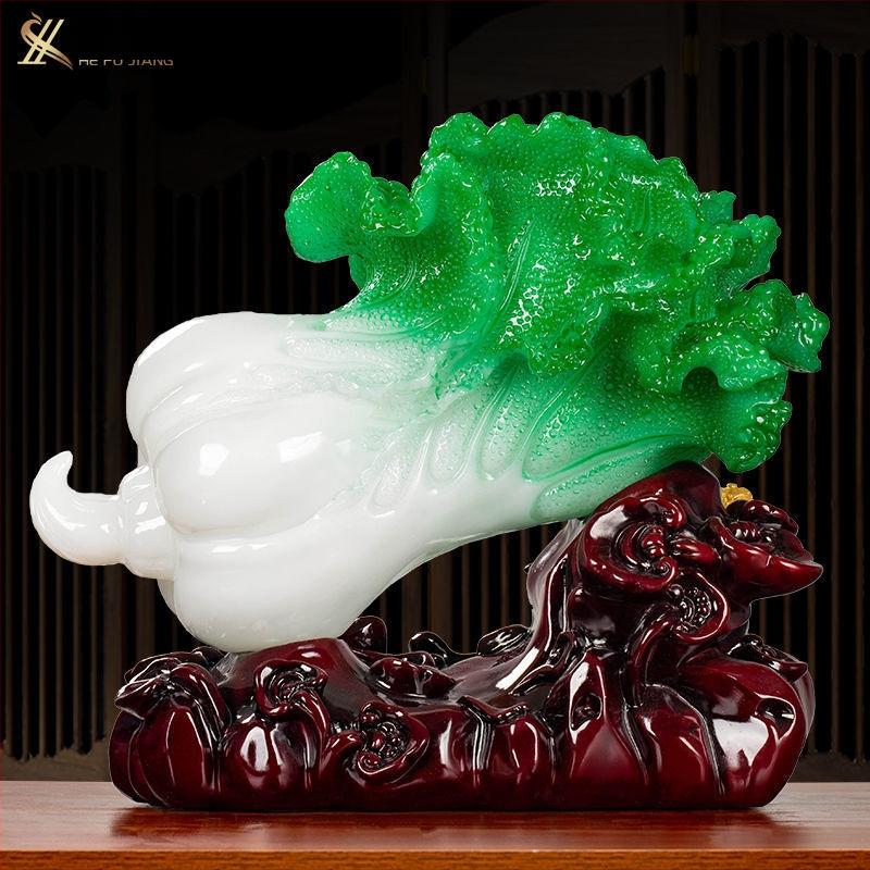 Декоративна фигура от смола във формата на зелка, китайски стил, марка Shangyaxuan, модел Cabbage Ornament, подходяща за хол и шкаф за телевизор