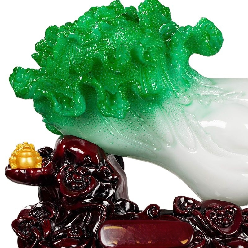 Декоративна фигура от смола във формата на зелка, китайски стил, марка Shangyaxuan, модел Cabbage Ornament, подходяща за хол и шкаф за телевизор