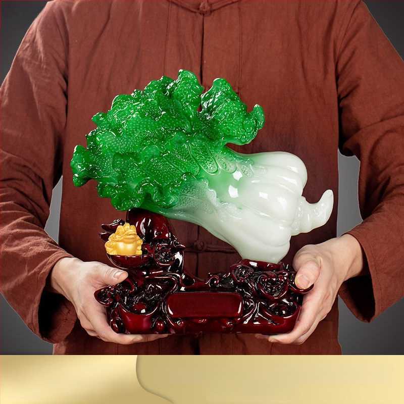 Декоративна фигура от смола във формата на зелка, китайски стил, марка Shangyaxuan, модел Cabbage Ornament, подходяща за хол и шкаф за телевизор