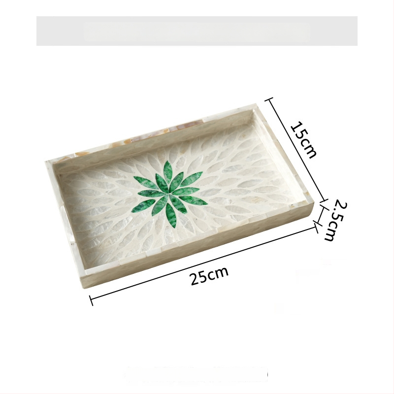 Инкрустирана с черупки квадратна настолна тава за съхранение — луксозен ретро стил за дома, дневната, кафе и ресторанти