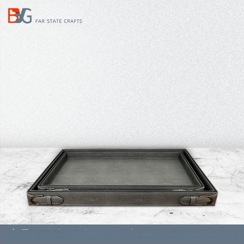 Tējas paplāte - Materiāli: koks, āda, metāls un flanels; Stils: jauns ķīniešu stils; Forma: taisnstūra; Pārklājuma process: 38431127446; Iepakojums: kartons