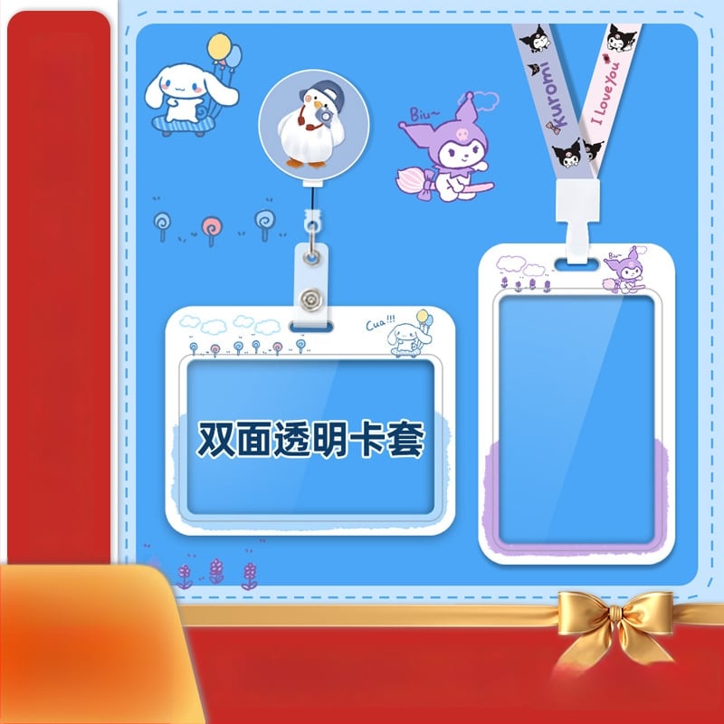 Kaardihoidja, kahekordne läbipaistev aken, armas anime muster, libisemisega avamine, plastmass