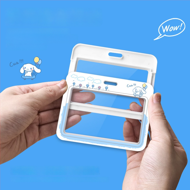 Kaardihoidja, kahekordne läbipaistev aken, armas anime muster, libisemisega avamine, plastmass