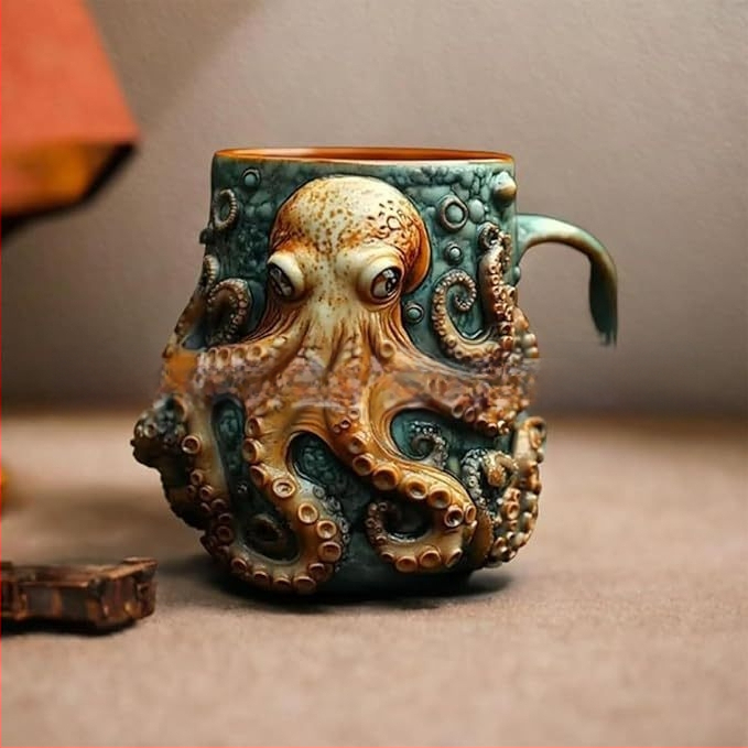 Ктулху-вдъхновена пиратска халба с мотив октопод - смола, модерен минималистичен бар декор, Hong Xin