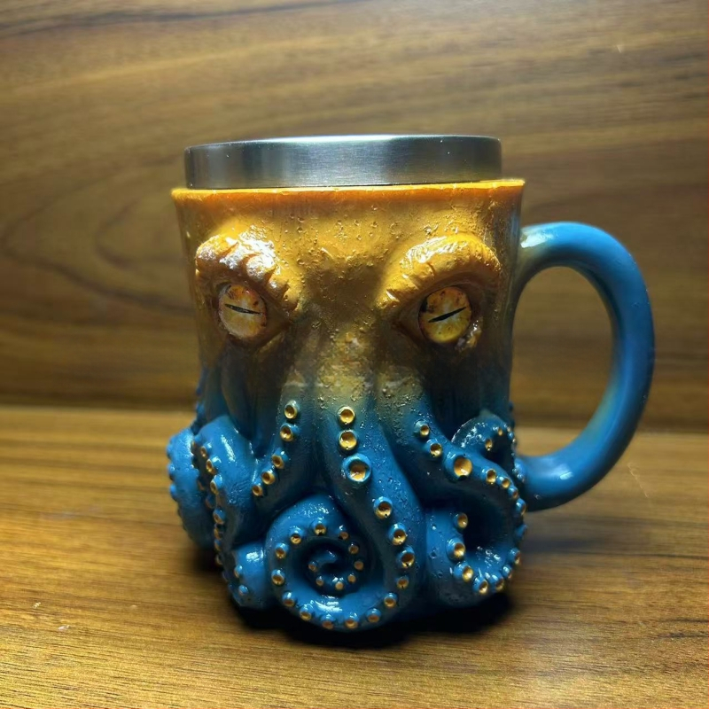 Ктулху-вдъхновена пиратска халба с мотив октопод - смола, модерен минималистичен бар декор, Hong Xin