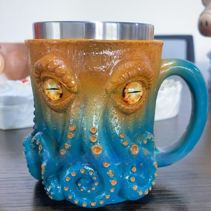 Ктулху-вдъхновена пиратска халба с мотив октопод - смола, модерен минималистичен бар декор, Hong Xin