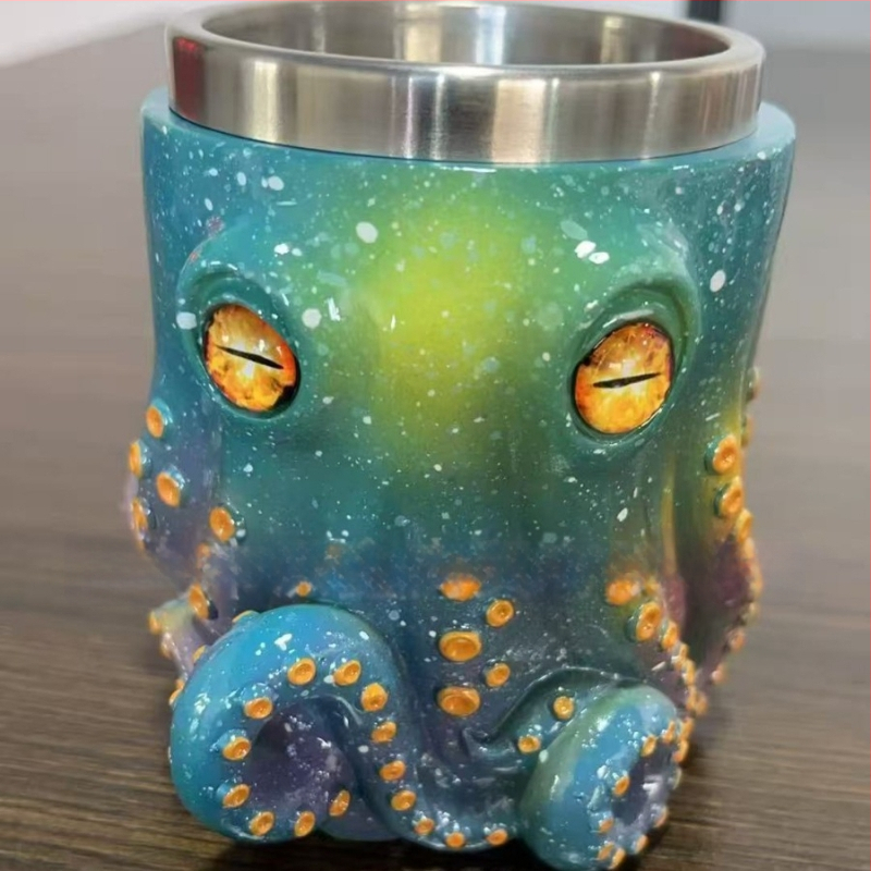 Ктулху-вдъхновена пиратска халба с мотив октопод - смола, модерен минималистичен бар декор, Hong Xin