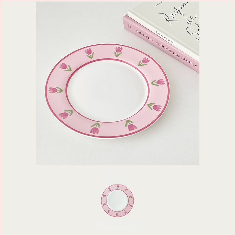 Κεραμικό σετ φλυτζανιού καφέ με πιατέλα, φλοραλ μοτίβο, εκτυπωμένο λογότυπο, κατάλληλο για γραφείο και καφέ