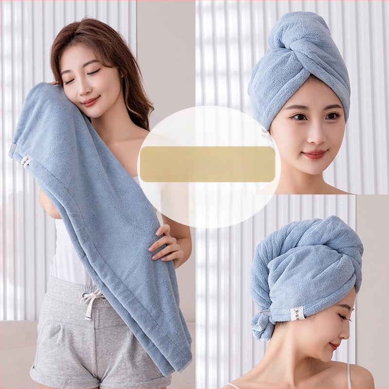 Γυναικείο καπάκι στεγνώματος μαλλιών από φλίς κοραλλιού, διπλό-στρώμα, υψηλή απορρορόφηση, γρήγορο στέγνωμα