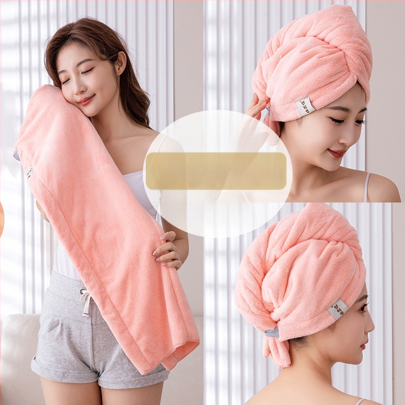 Γυναικείο καπάκι στεγνώματος μαλλιών από φλίς κοραλλιού, διπλό-στρώμα, υψηλή απορρορόφηση, γρήγορο στέγνωμα