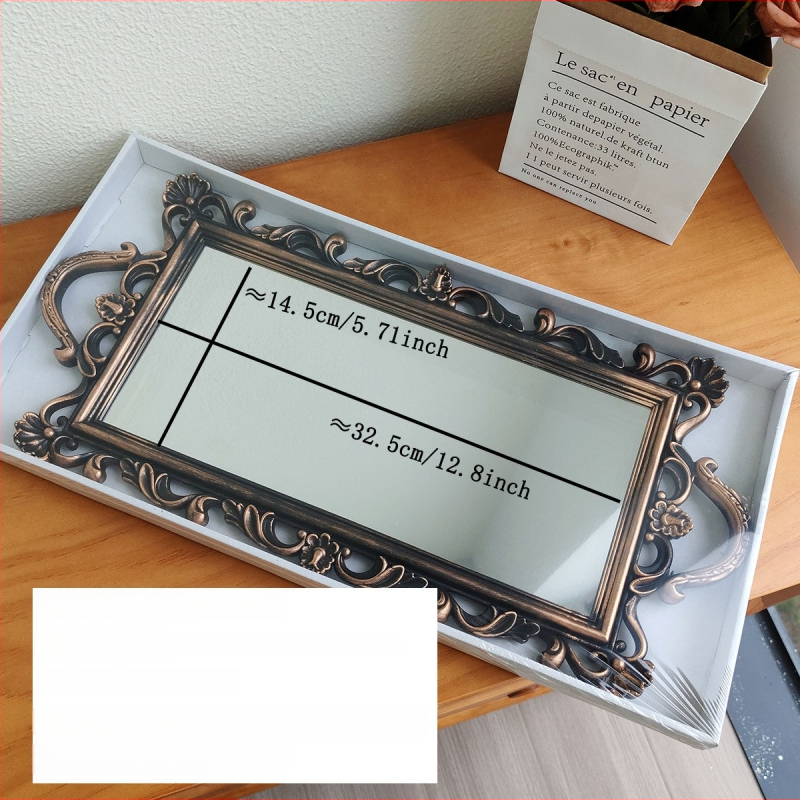 Kvadrātiska tortes šķīvja uzglabāšanas plate ar spoguljveida stikla virsmu, Eiropas/franču stil, zelta krāsa, retro rekvizīts fotografēšanai (Pārklājuma virsma; Dāvana; Piemērots jauniešiem, pārim, kolēģiem, draugiem)