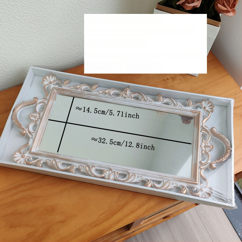 Kvadrātiska tortes šķīvja uzglabāšanas plate ar spoguljveida stikla virsmu, Eiropas/franču stil, zelta krāsa, retro rekvizīts fotografēšanai (Pārklājuma virsma; Dāvana; Piemērots jauniešiem, pārim, kolēģiem, draugiem)