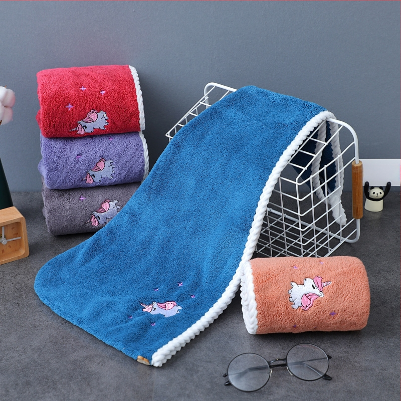 Σκουφάκι για στέγνωμα μαλλιών με κέντημα, τριγωνικό σχήμα, κοραλλιοφόρο βελούδο, 150D, βάρος 120–139 g, παχυσμένο, απορροφητικό, απαλό