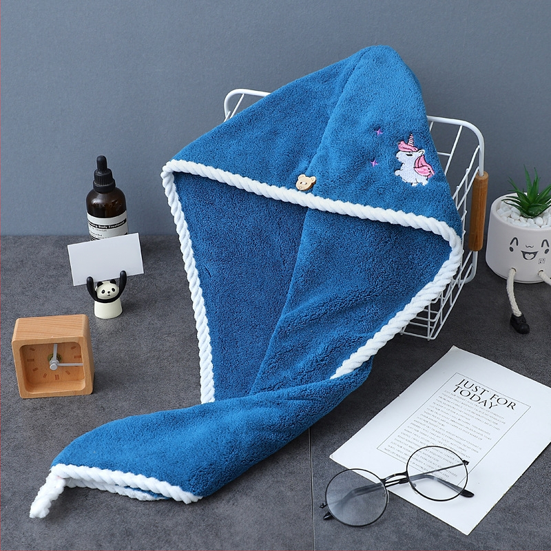 Σκουφάκι για στέγνωμα μαλλιών με κέντημα, τριγωνικό σχήμα, κοραλλιοφόρο βελούδο, 150D, βάρος 120–139 g, παχυσμένο, απορροφητικό, απαλό