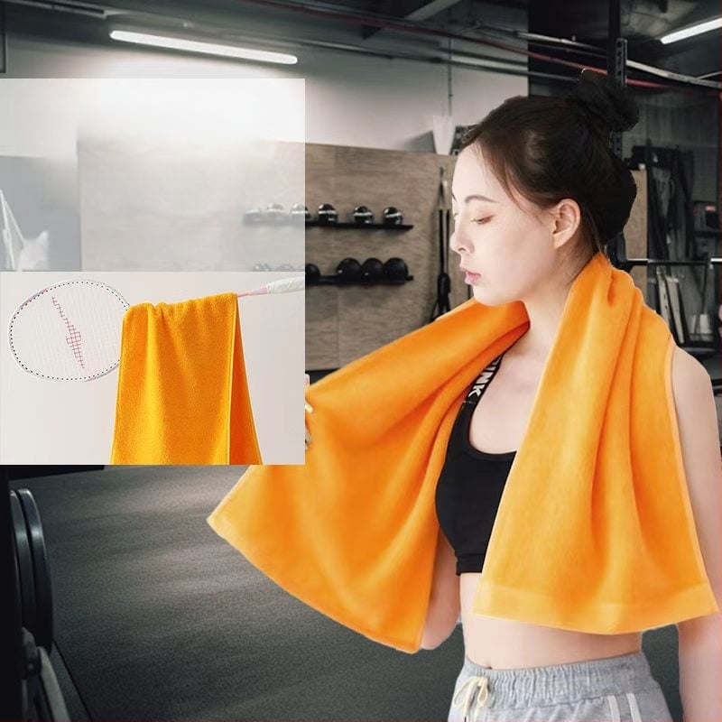 Αθλητική πετσέτα από 100% βαμβάκι, παχυσμένη και μακρύτερη, για μαραθώνιο, γιόγκα και εξωτερική άσκηση, με εκτύπωση λογότυπου, 140 g, γρήγορη απορρόφηση