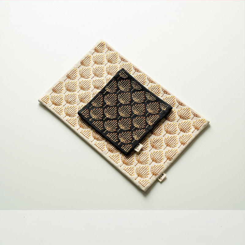 Changpju βαμβακο-λινο αξεσουάρ τελετής τσαγιού – Νέο κινέζικό στυλ, κεντημένο Dandelion πατάκι τσαγιού