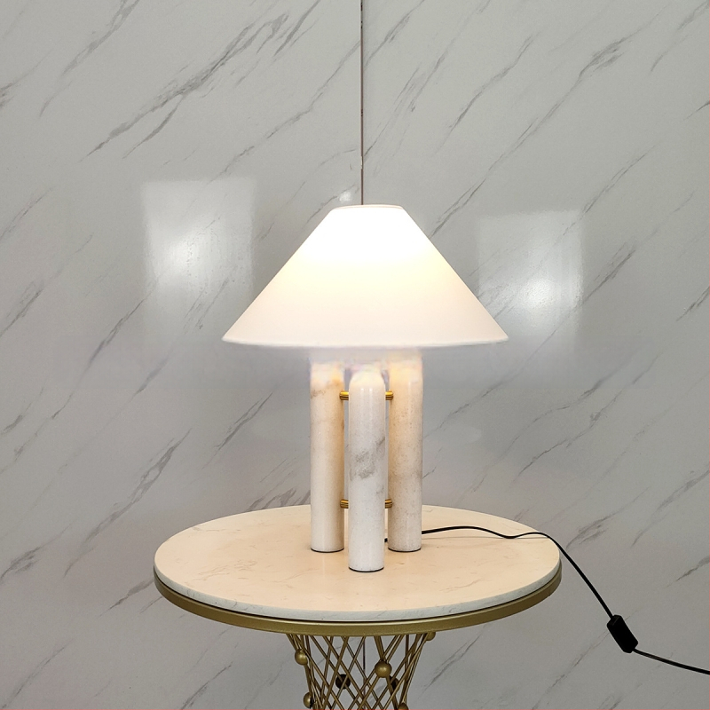 Galda lampa ar marmora cilindrisku pamatni, mūsdienīgs minimālisma stils, TD841, 220V, nakts gaisma un apkārtnes gaisma