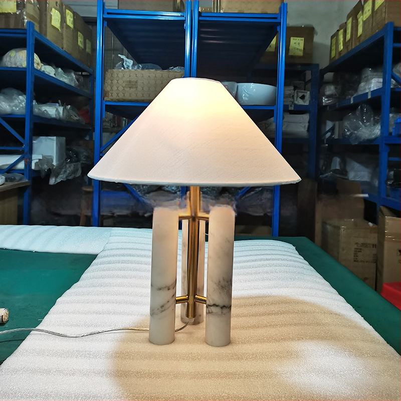 Galda lampa ar marmora cilindrisku pamatni, mūsdienīgs minimālisma stils, TD841, 220V, nakts gaisma un apkārtnes gaisma