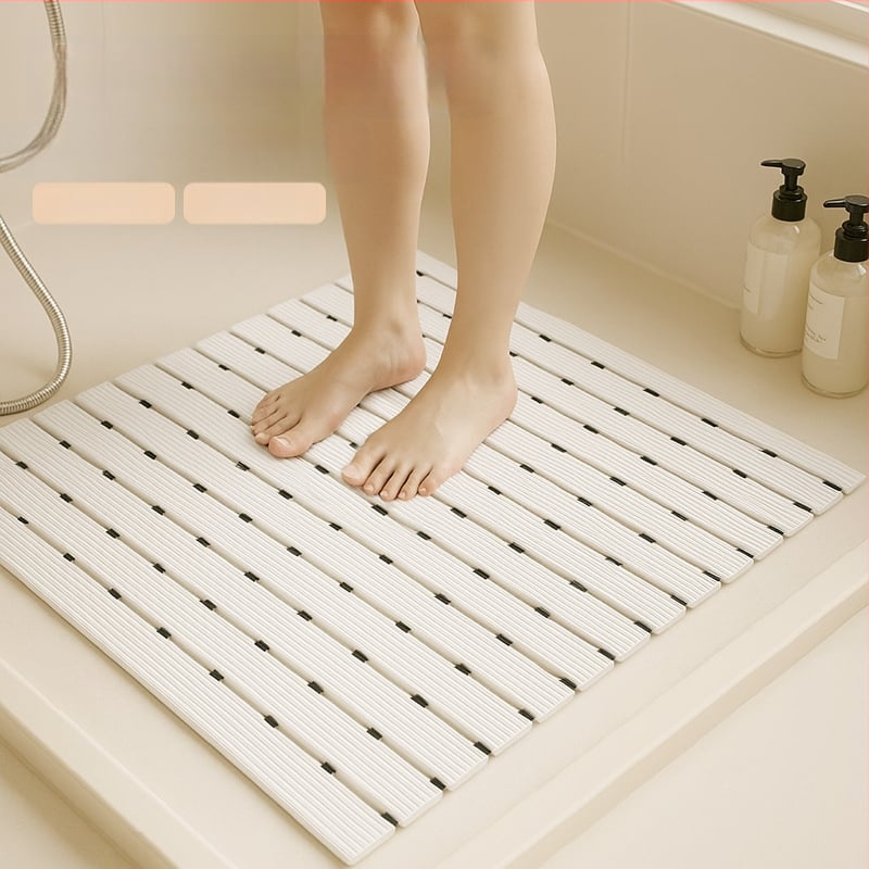 Антихлъзгащо килимче за баня, PVC, квадратно, едноцветно, мие се