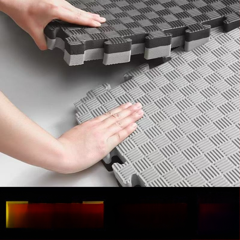 Тренировъчна подложка за фитнес и бойни изкуства — патчворк дизайн, квадратна форма, ивици, балонова пяна, машинно тъкане