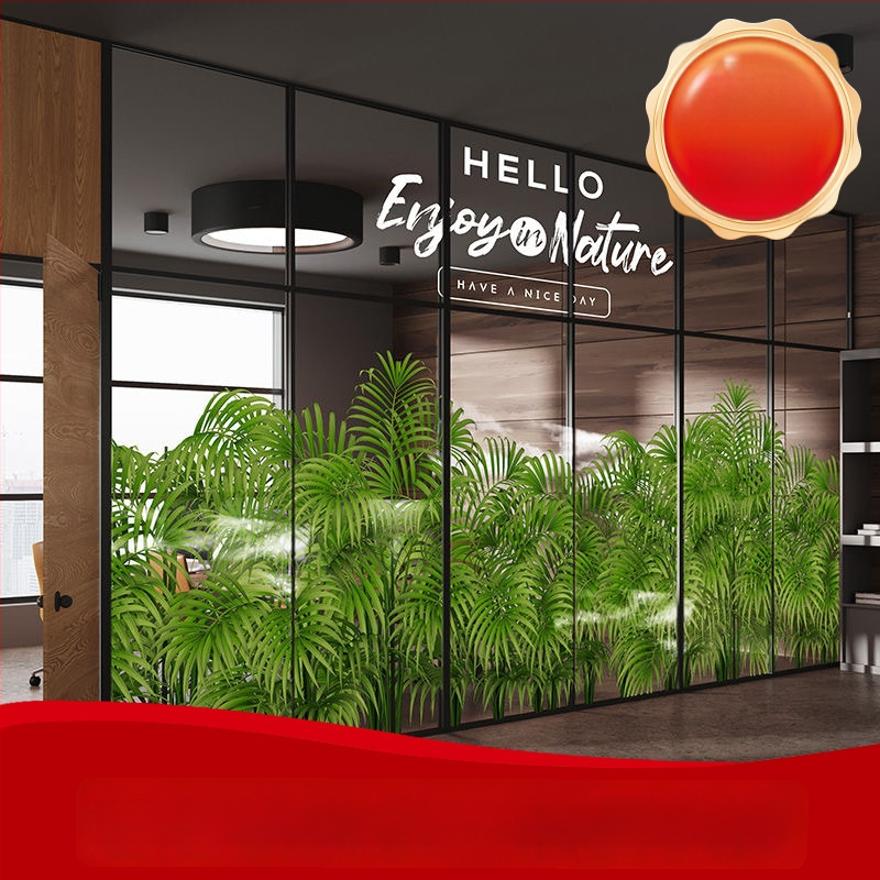 Stikla reklāmu uzlīmes vitrīnām, caurspīdīgi elektrostatiskie PVC uzlīmes veikaliem (PVC; elektrostatiska pielipšana; pielāgots raksts; komerciāliem telpām; mūsdienīgs minimalistiska stils)