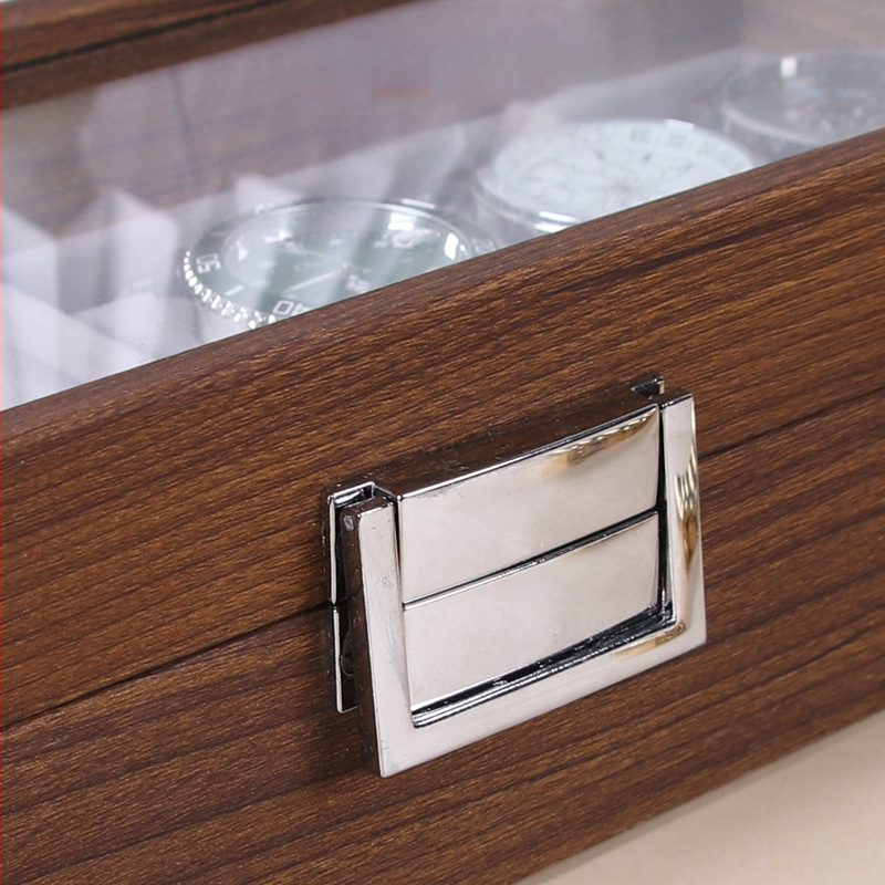 Кутия за часовници за показване - дървена, MDF+PU+цинкова сплав+стъкло, сглобяема, терминално опакована, за общо съхранение и бижута