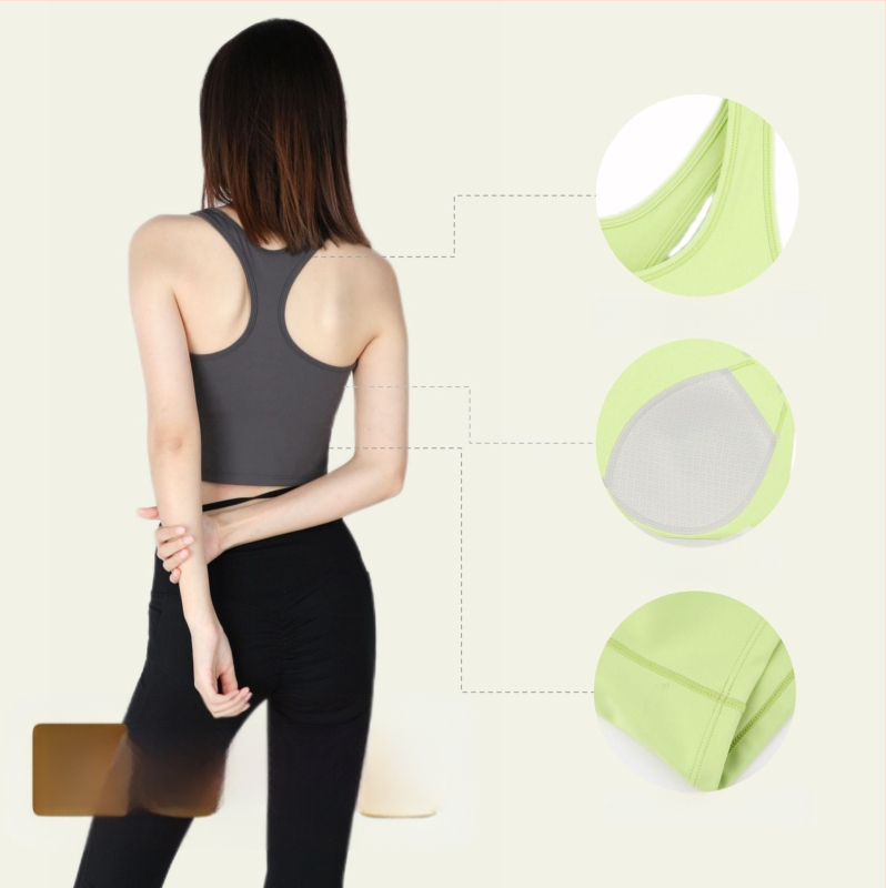 Ενιαία αθλητική γιλέκα με επένδυση στήθους — σουτιέν γυμναστικής με απορρόφηση κραδασμών, 75% νάιλον, 25% ελαστάν, σεζόν 2023