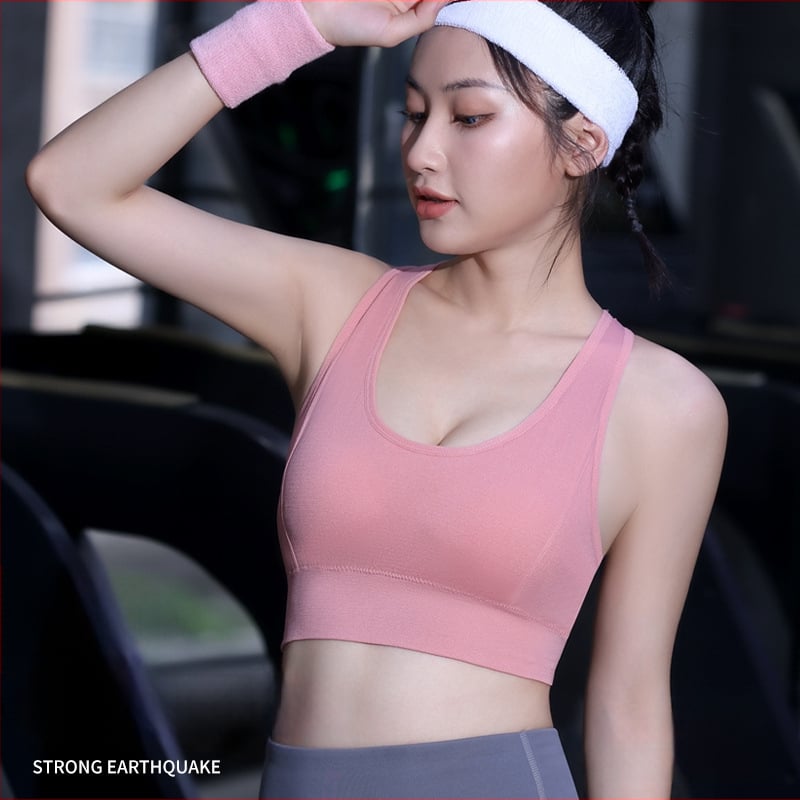 Спортно бюстие с racerback, висока поддръжка, чашки от латекс (модел), нейлонов плат с подплата от спандекс, фиксирани двойни презрамки, задни четири реда закопчаване, дишащо и влагоабсорбиращо