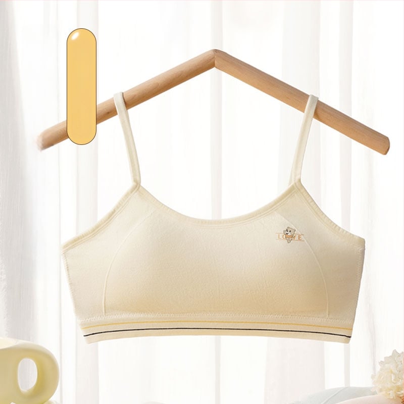 Divstāvu fiksēts krūšturis meitenēm, viskozes audums, pilns kauss ar putām, dubultas fiksētas plecu siksnas, elpojošs un ērts, vecuma 12–15 gadi.