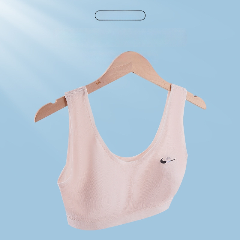 Lányoknak készült varrat nélküli sportos top melltartó, teljes kosár, acélgyűrű nélkül, fixált dupla pánt, viszkóz anyag