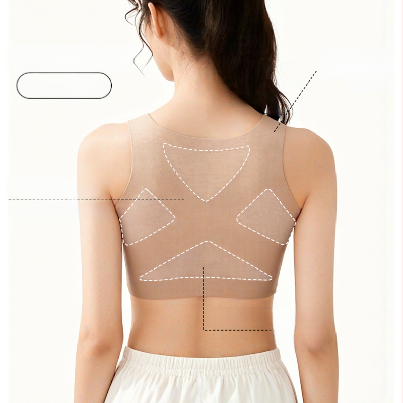 Testtartást segítő melltartó tinédzsereknek, seamless és légáteresztő, teljes kosár, formázott párnázott kosár, rögzített vállpántok, acélgyűrű nélkül