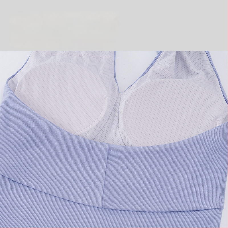 Γιλέκο χωρίς μανίκια με επένδυση για στήθος, βαθύ V λαιμό, ανοιχτή πλάτη, halter στιλ, διαπνοή για καθημερινή χρήση και υπαίθρια γυμναστική; Ύφασμα 260 g; 46% βισκόζη + 46% βαμβάκι + 8% ελαστάνη; μήκος 52-56,5 cm