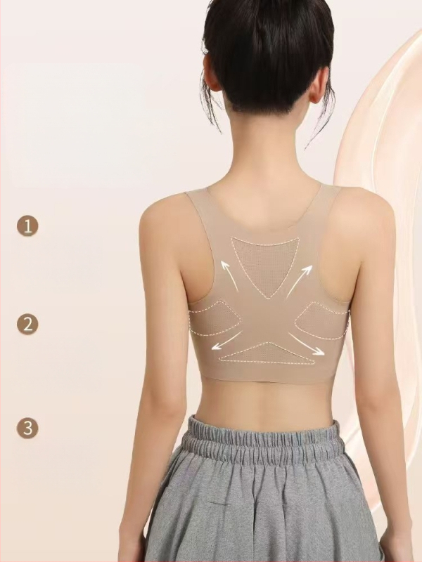 Meitenēm paredzēts sporta krūšturis-vests ar I formas muguras atbalstu, pilnas krūzes, formētas krūzes no kokvilnas, galvenais materiāls – nylon, elpojoša odere