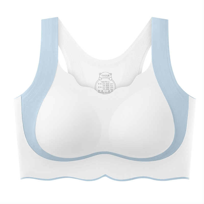 Meitenēm paredzēts sporta krūšturis-vests ar I formas muguras atbalstu, pilnas krūzes, formētas krūzes no kokvilnas, galvenais materiāls – nylon, elpojoša odere